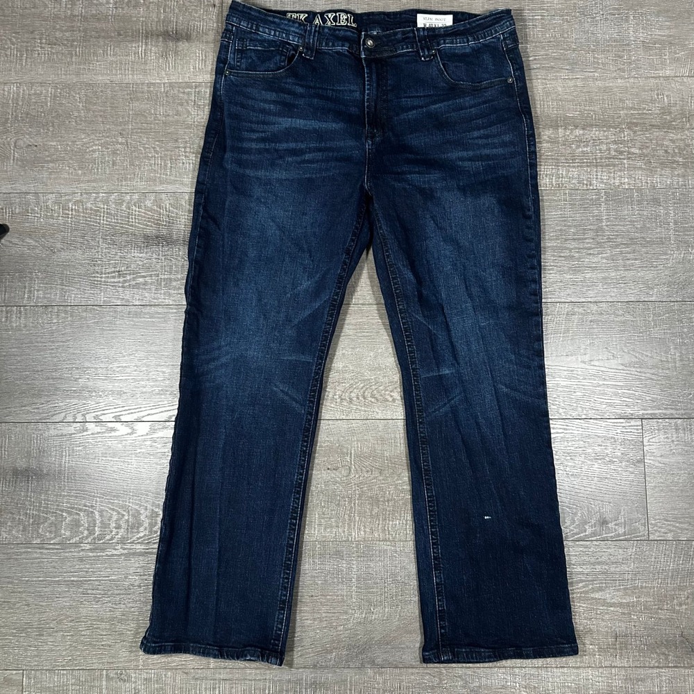 TK Axel Mens Slim Boot Jeans Dark Indigo Wash Stretch Denim 40x32